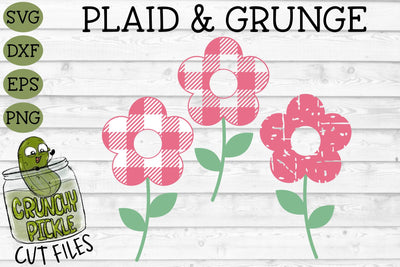 Plaid and Grunge Flower SVG SVG Crunchy Pickle 