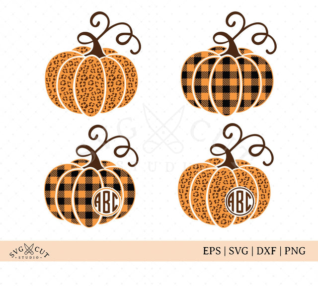 Plaid Cheetah Pumpkin SVG Files SVG SVG Cut Studio 