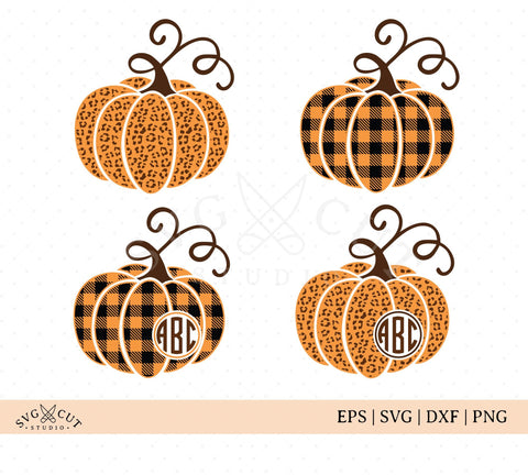 Plaid Cheetah Pumpkin SVG Files SVG SVG Cut Studio 