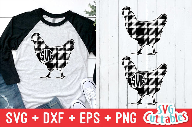 Plaid Chicken Monogram Frame SVG Svg Cuttables 
