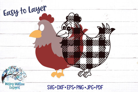 Plaid Chicken SVG SVG Wispy Willow Designs 