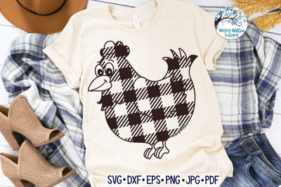 Plaid Chicken SVG SVG Wispy Willow Designs 