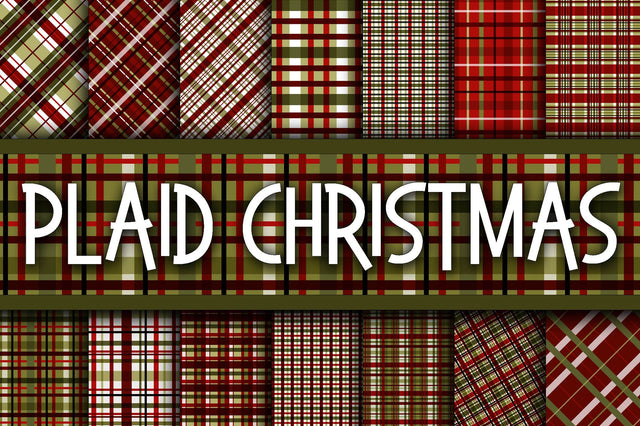 Plaid Christmas Digital Paper Sublimation Old Market 