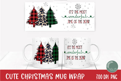 Plaid Christmas Sublimation Mug-Christmas Sublimation Mug Sublimation Linden Valley Designs 