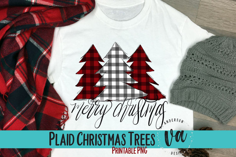 Plaid Christmas Tree Sublimation PNG Sublimation V. Anderson Designs 