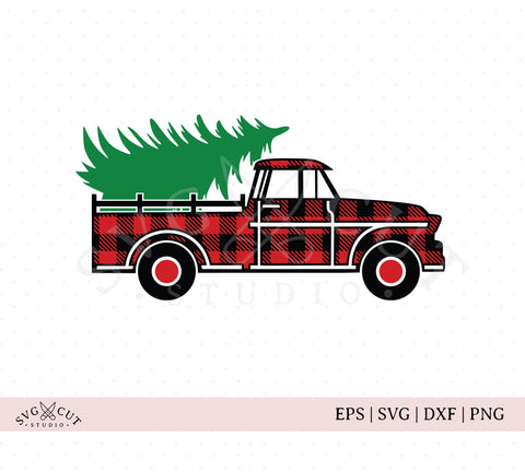 Plaid Christmas Vintage Truck SVG files SVG SVG Cut Studio 