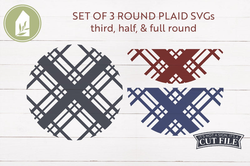 Plaid Circles SVG | Round Sign SVG | Single Color Plaid - So Fontsy