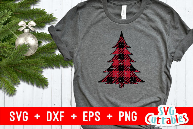 Plaid Distressed Christmas Tree SVG Svg Cuttables 