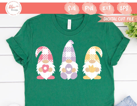 Plaid Easter Gnomes - SVG, PNG, DXF, EPS SVG Elsie Loves Design 