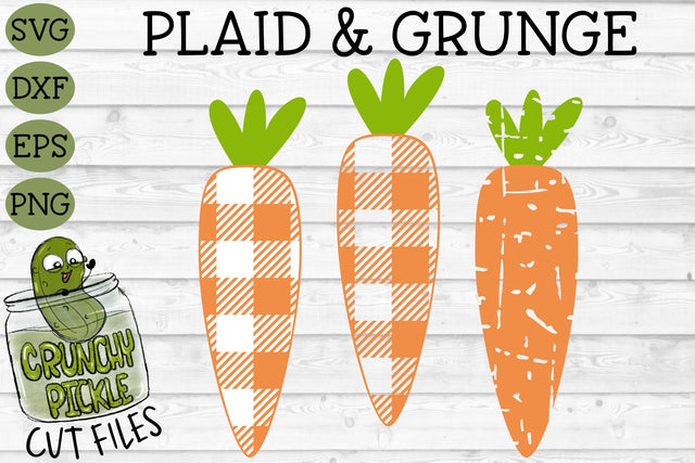 Plaid & Grunge Carrot Easter SVG SVG Crunchy Pickle 