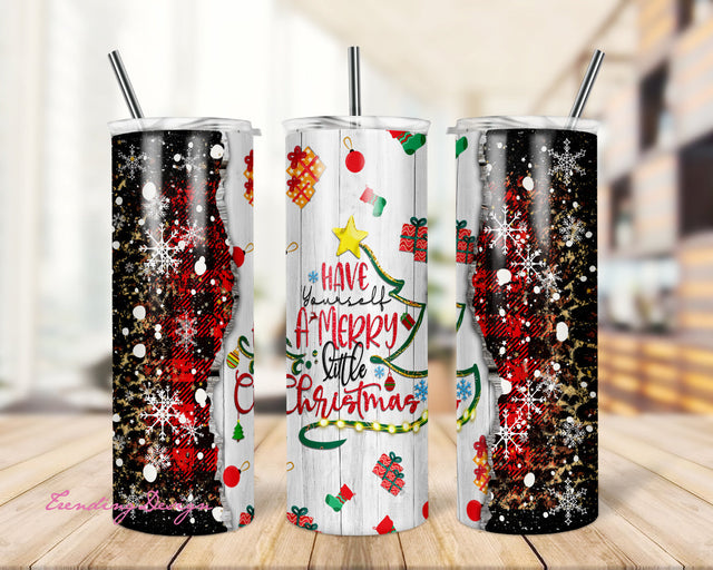 Plaid Have Yourself a Merry Little Christmas Tumbler Design Seamless Sublimation Designs Downloads Skinny Tumbler 20oz Design PNG 2021 Sublimation TrendingDesign 