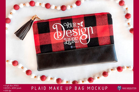 Plaid Makeup Bag Mockup | styled photo Mock Up Photo Mae Middleton Studio 