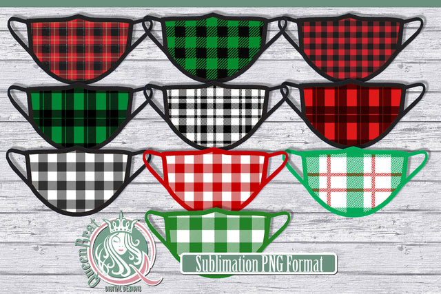 Plaid Mask Sublimation Sublimation QueenBrat Digital Designs 