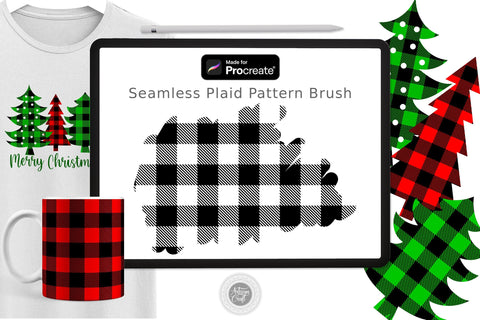 Plaid procreate brush with plaid seamless pattern Digital Pattern Artisan Craft SVG 