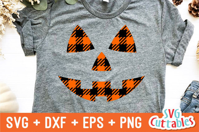 Plaid Pumpkin Face | Halloween Svg Cuttables 