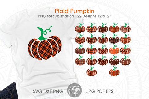 Plaid pumpkin PNG with Buffalo plaid Sublimation Artisan Craft SVG 