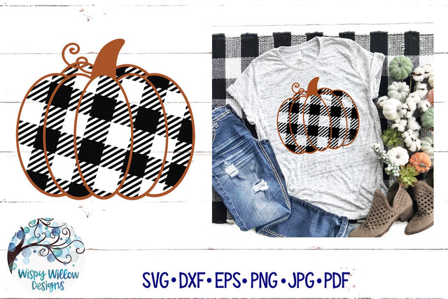 Plaid Pumpkin SVG SVG Wispy Willow Designs 