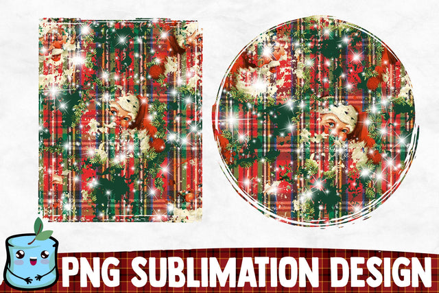 Plaid Santa Claus Christmas Backgrounds Sublimation MintyMarshmallows 