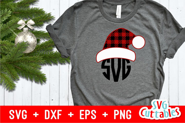 Plaid Santa Hat Monogram Frame SVG Svg Cuttables 