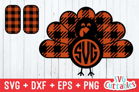 Plaid Turkey Monogram Frame SVG Svg Cuttables 