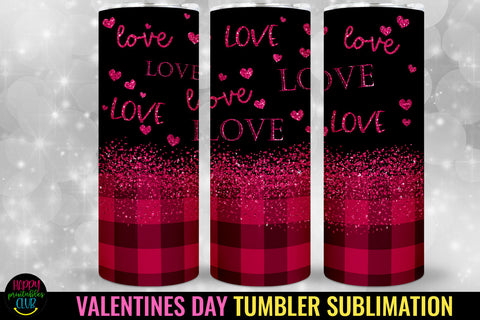 Plaid Valentine Tumbler PNG I Valentines Day Sublimation 20 Oz Tumbler Sublimation Happy Printables Club 