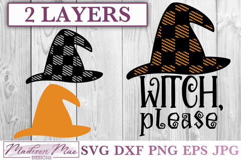 Plaid Witch Hat, Witch Please, Halloween SVG SVG Madison Mae Designs 