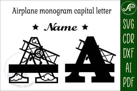 Plane Capital Monogram Letter A SVG Cut SVG APInspireddesigns 