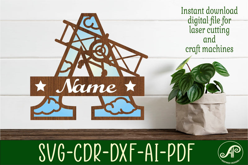 Plane Capital Monogram Letter A SVG Cut SVG APInspireddesigns 