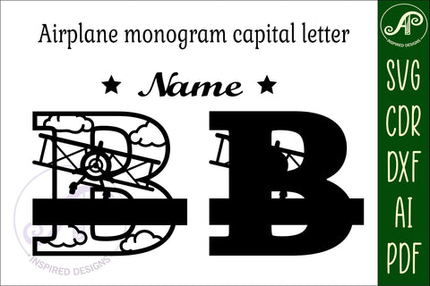 Plane Capital Monogram Letter B SVG Cut SVG APInspireddesigns 