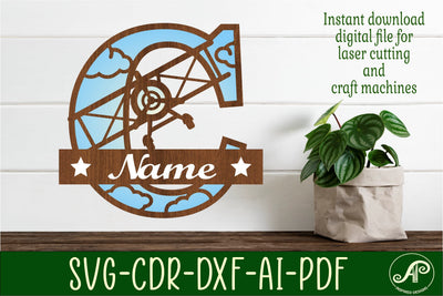 Plane Capital Monogram Letter C SVG Cut SVG APInspireddesigns 