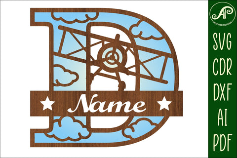 Plane Capital Monogram Letter D SVG Cut SVG APInspireddesigns 