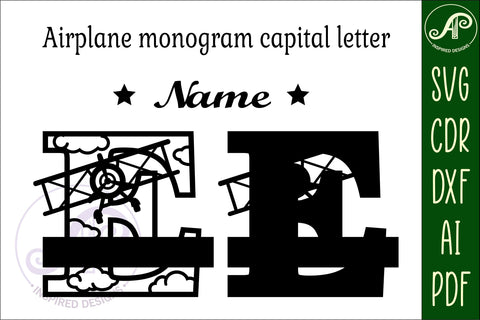 Plane Capital Monogram Letter E SVG Cut SVG APInspireddesigns 