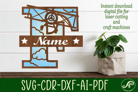 Plane Capital Monogram Letter F SVG Cut SVG APInspireddesigns 