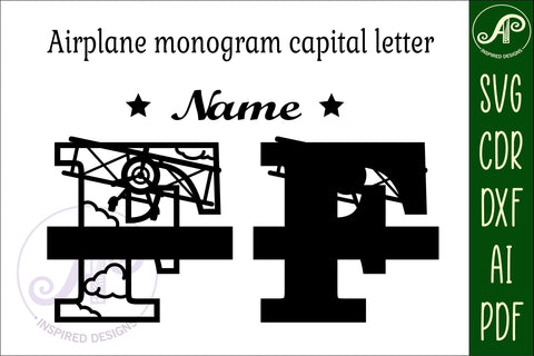 Plane Capital Monogram Letter F SVG Cut SVG APInspireddesigns 