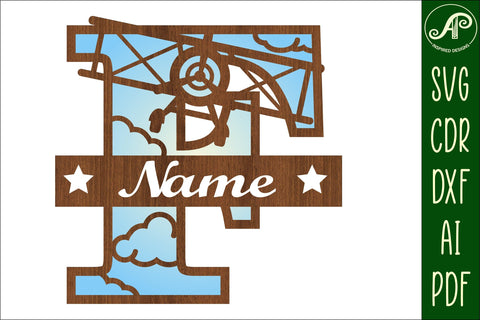 Plane Capital Monogram Letter F SVG Cut SVG APInspireddesigns 