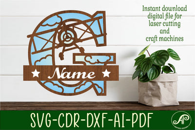 Plane Capital Monogram Letter G SVG Cut SVG APInspireddesigns 
