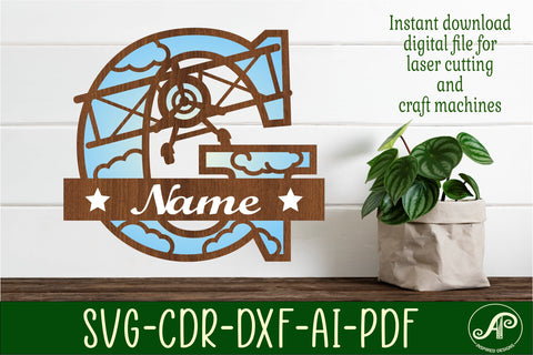 Plane Capital Monogram Letter G SVG Cut SVG APInspireddesigns 