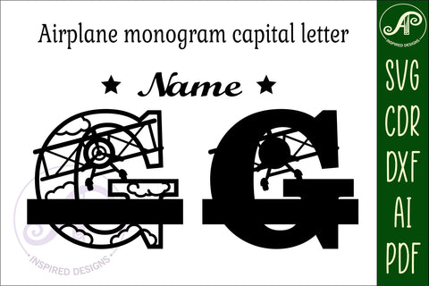 Plane Capital Monogram Letter G SVG Cut SVG APInspireddesigns 