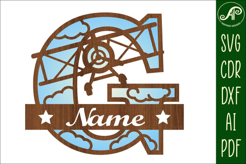 Plane Capital Monogram Letter G SVG Cut SVG APInspireddesigns 