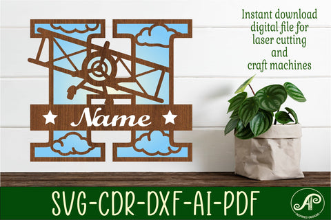 Plane Capital Monogram Letter H SVG Cut SVG APInspireddesigns 
