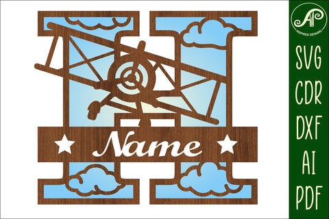 Plane Capital Monogram Letter H SVG Cut SVG APInspireddesigns 