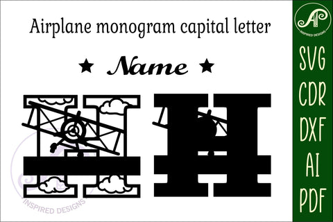 Plane Capital Monogram Letter H SVG Cut SVG APInspireddesigns 