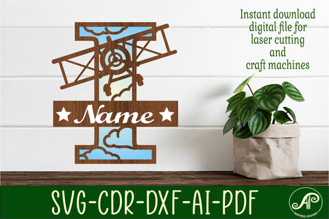 Plane Capital Monogram Letter I SVG Cut SVG APInspireddesigns 