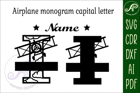 Plane Capital Monogram Letter I SVG Cut SVG APInspireddesigns 