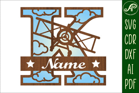 Plane Capital Monogram Letter K SVG Cut SVG APInspireddesigns 