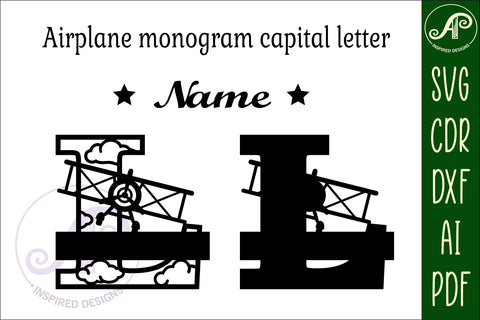 Plane Capital Monogram Letter L SVG Cut SVG APInspireddesigns 