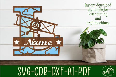 Plane Capital Monogram Letter L SVG Cut SVG APInspireddesigns 