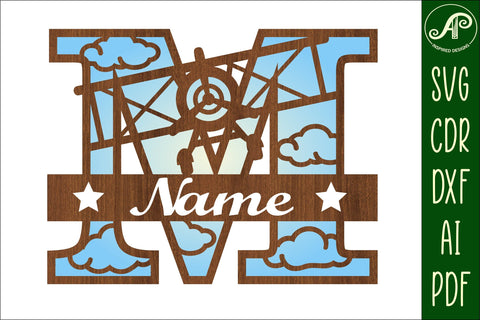 Plane Capital Monogram Letter M SVG Cut SVG APInspireddesigns 