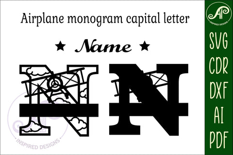 Plane Capital Monogram Letter N SVG Cut SVG APInspireddesigns 