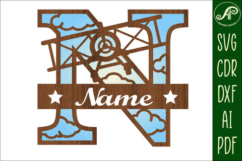 Plane Capital Monogram Letter N SVG Cut SVG APInspireddesigns 
